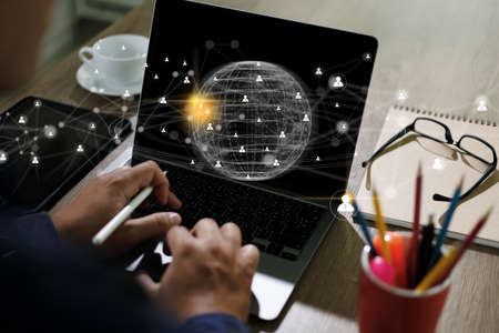 Businessman investor analyzing company financial MUTUAL FUNDS Finance and Money concept  Internet Data Technologyの写真素材