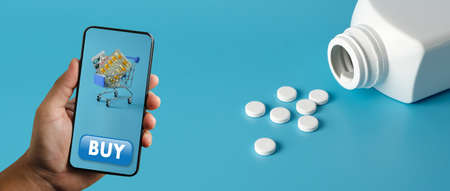 man using smart phone,Social Distancing Social media and Marketing virtual icons screen man watching a live streaming and Working From Home conceptの写真素材