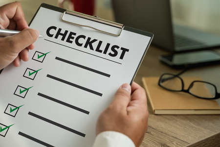 Checklist Notice Remember Planning Concept businessman writer checklist questionnaire
