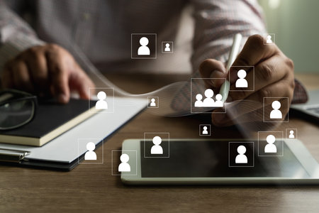 Human Resources Management Crm digital concept for employees in recruitment and communicationの写真素材