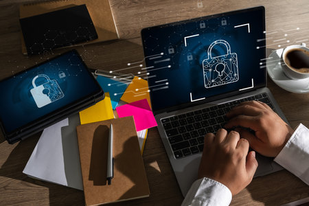 CYBER SECURITY Business technology Antivirus Alert Protection Security and Cyber Security Firewall...