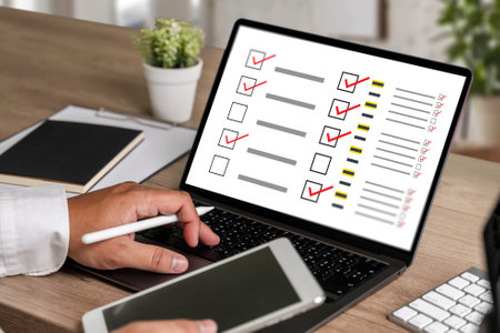 businessman SURVEY and Results Analysis Discovery Conceptの写真素材