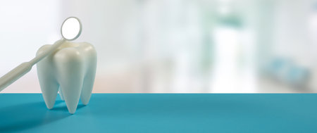 Dental professional doctor concept, healthy care equipment tools, dental care professional banner, clean copy spaceの写真素材