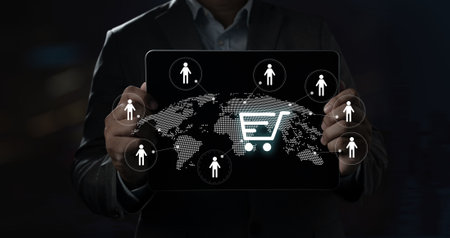 Ecommerce retail shopping online sales data economic buying and selling payment services business online on networkの写真素材
