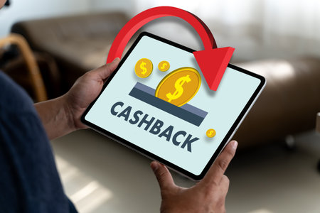 male using cell phone  Shopping and Cashback concept Money refundの写真素材