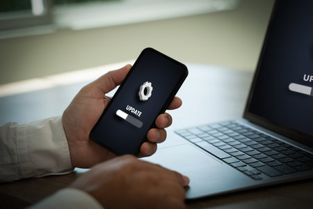 Installing software update process upgrade technology concept, Software update