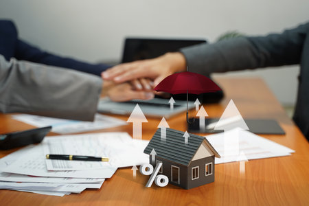 home insurance for homeowners recession crisis affected on real estate business.の写真素材