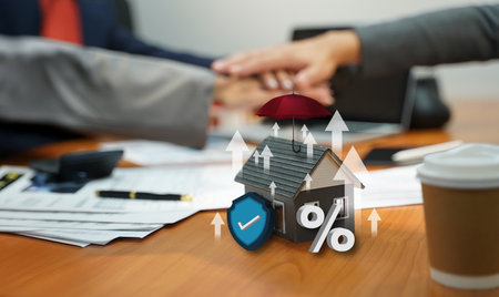 home insurance for homeowners recession crisis affected on real estate business.の写真素材
