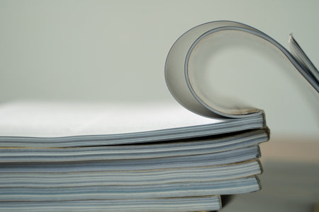 Magazines publication Newspaper and journal books: background and catalog design; article magazine press; newspaper media book knowledge; document advertising datum textbookの写真素材