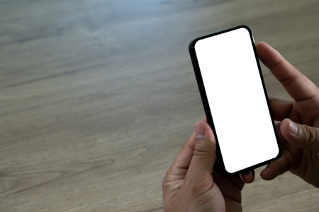 new phone Technology smartphone with blank screen and modern frame less designの写真素材