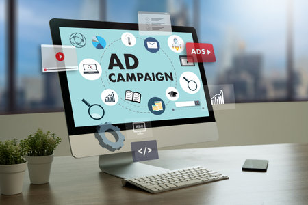 Business marketing plan AD CAMPAIGN Smart digital marketing strategy boosts global business growth via online ads, social media  SEOの写真素材