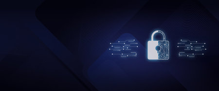 cyber security background Global network security security lock network style security digital technologyの写真素材