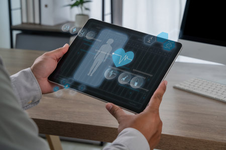 health monitoring man Using Technology innovation Application for Personal Wellbeing innovation...
