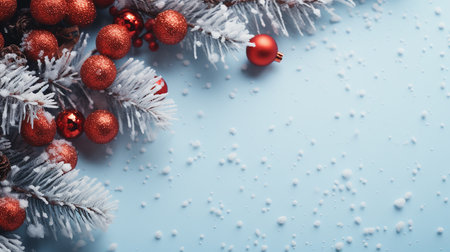 Holiday Christmas card background with festive decoration. Space for text Merry Christmas and happy New Year. AI generateの素材