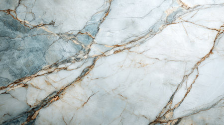 Discover the stunning beauty of this elegant white marble stone featuring intricate blue and gold veins, perfect for luxurious interior design projects.の素材