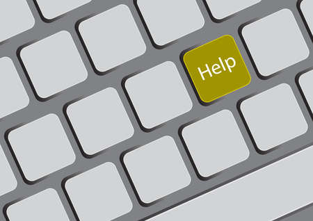 yellow computer key with help text on itのイラスト素材