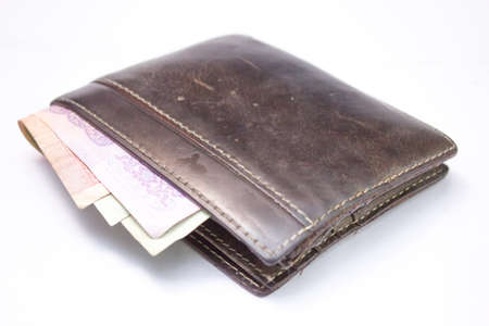 Stylish mens leather wallet brown leather on a white background