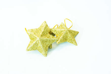 Golden Christmas star isolated on white background