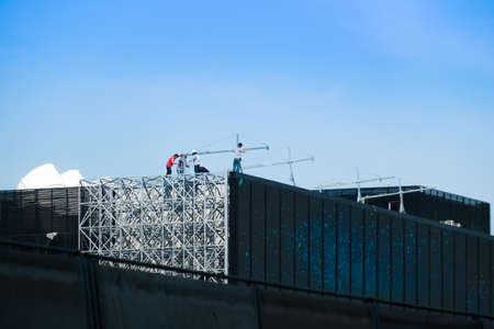 Workers on a building site