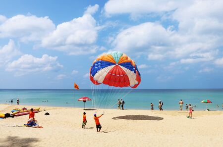 Parachute on Patong Beach, Phuket, Thailand.のeditorial素材