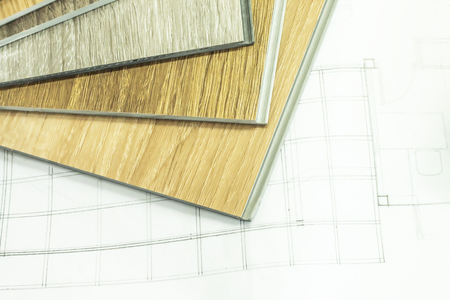 PVC Polymer Vinyl sample for customers to choose the floor design within the copy spaceの写真素材