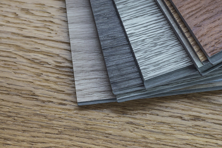 PVC Polymer Vinyl sample for customers to choose the floor design within the copy spaceの写真素材