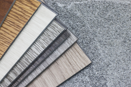 PVC Polymer Vinyl sample for customers to choose the floor design within the copy spaceの写真素材