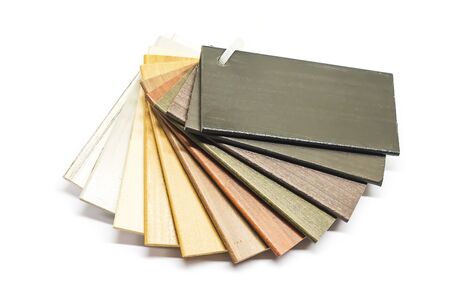 Isolated stacked prefinished hardwood flooring samples