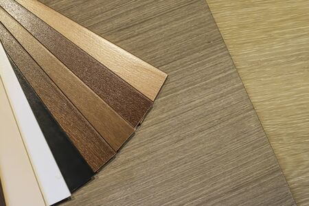 PVC Polymer Vinyl sample for customers to choose the floor design within the copy spaceの写真素材