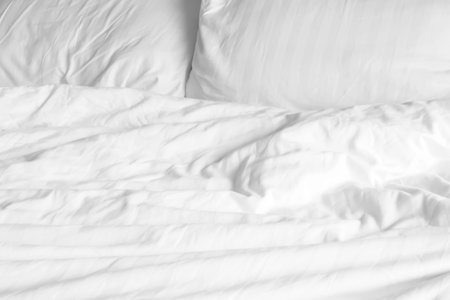Close up of bedding sheets with copy space