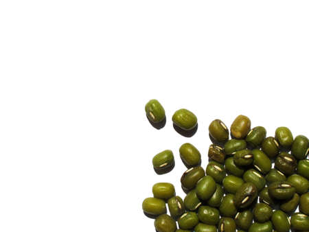 mung bean on white bottom right corner, backgroundの写真素材