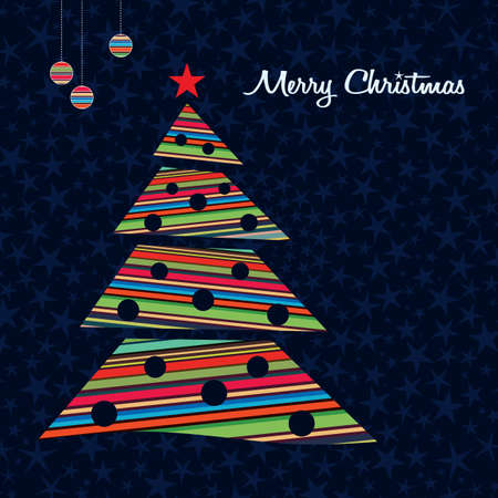 Abstract colorful stripes Christmas tree background. Vector illustration.のイラスト素材
