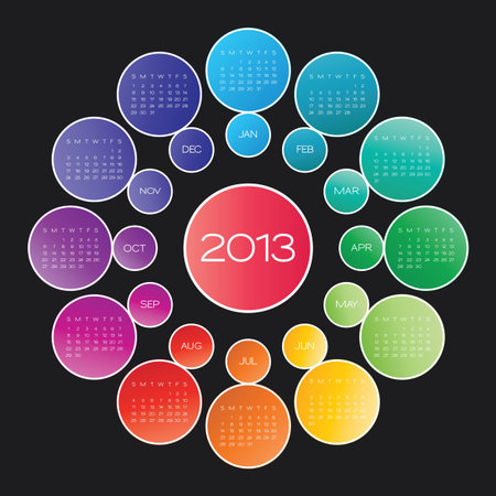  calendar 2013. circle calendar design templateのイラスト素材
