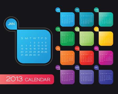 vector calendar 2013. simple colorful calendar design templateのイラスト素材