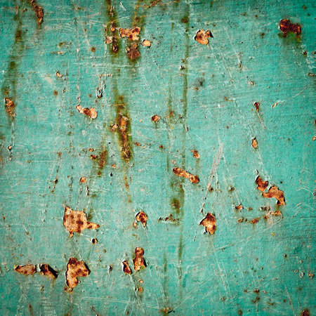 grunge texture background  rusty metal with cracked paint  abstract green background の写真素材