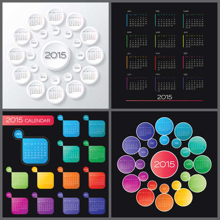 Calendar 2015 vector design collection. Calendar template set.のイラスト素材