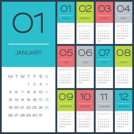Calendar 2015 vector design template. Simple blank calendar illustration.のイラスト素材