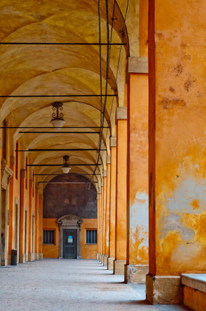 Fort entrance columns. Bologna, Italy castle architecture detail.の写真素材