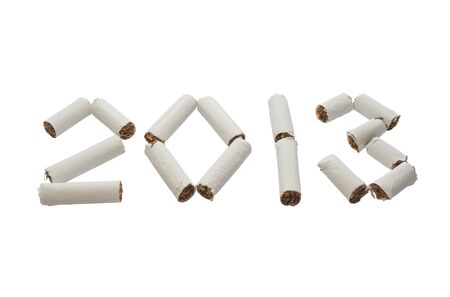 Figures of New 2013 Year made from broken and isolated on white cigaretts as an idea to stop smoking.の写真素材