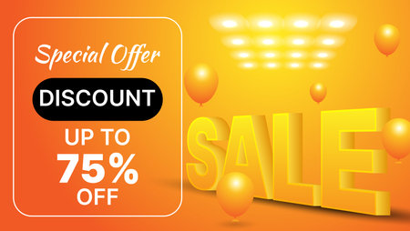 realistic sale banner design template in orange color. vector illustrationのイラスト素材