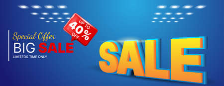 realistic sale banner design template with blue, orange, red and white color.vector illustrationのイラスト素材