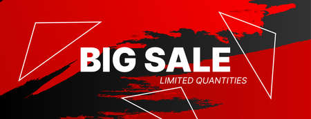 Big Sale banner background in red ,black and white with grunge.vector illustrationのイラスト素材