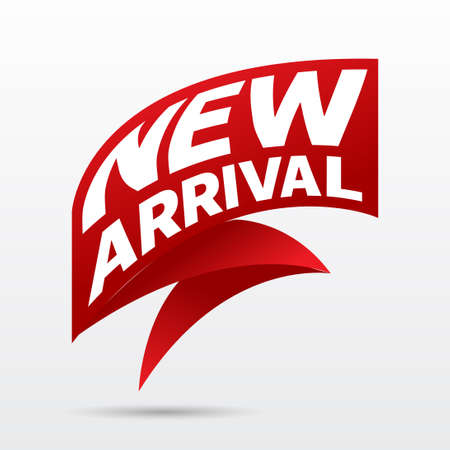 new arrival label or banner design.vector illustration.red ribbonのイラスト素材