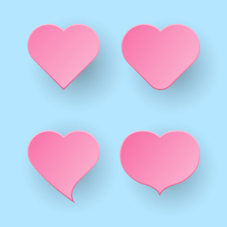 realistic set of hearth shapes in paper cut style.love vector illustrationのイラスト素材