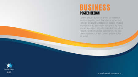 business poster.flyer,cover,brochure or banner background design with blue and orange curve.vector illustrationのイラスト素材