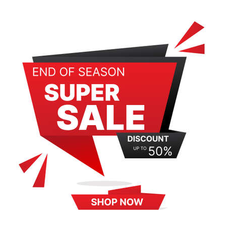 sale label design template in red and black color. business vector illustrationのイラスト素材