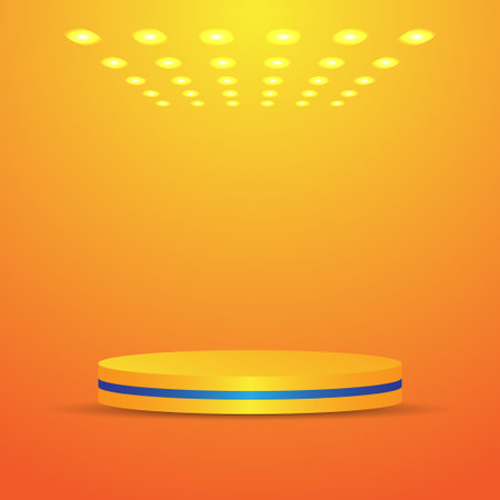 realistic podium or stage in orange and blue color. vector illustrationのイラスト素材