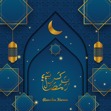 realistic luxury ramadan kareem greeting card design. islamic vector illustrationのイラスト素材