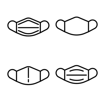 face mask icon set with line style. vector illustrationのイラスト素材