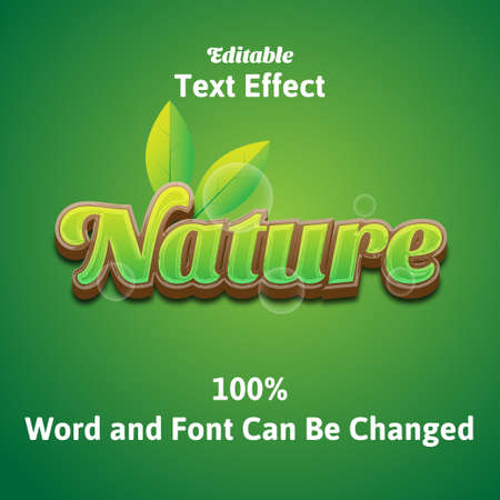 3d nature text effect with green and brown colorのイラスト素材